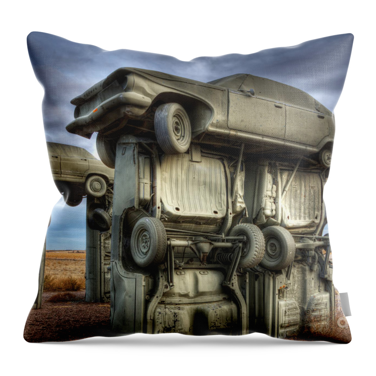 Carhenge Throw Pillow featuring the photograph Carhenge Automobile Art 2 by Bob Christopher