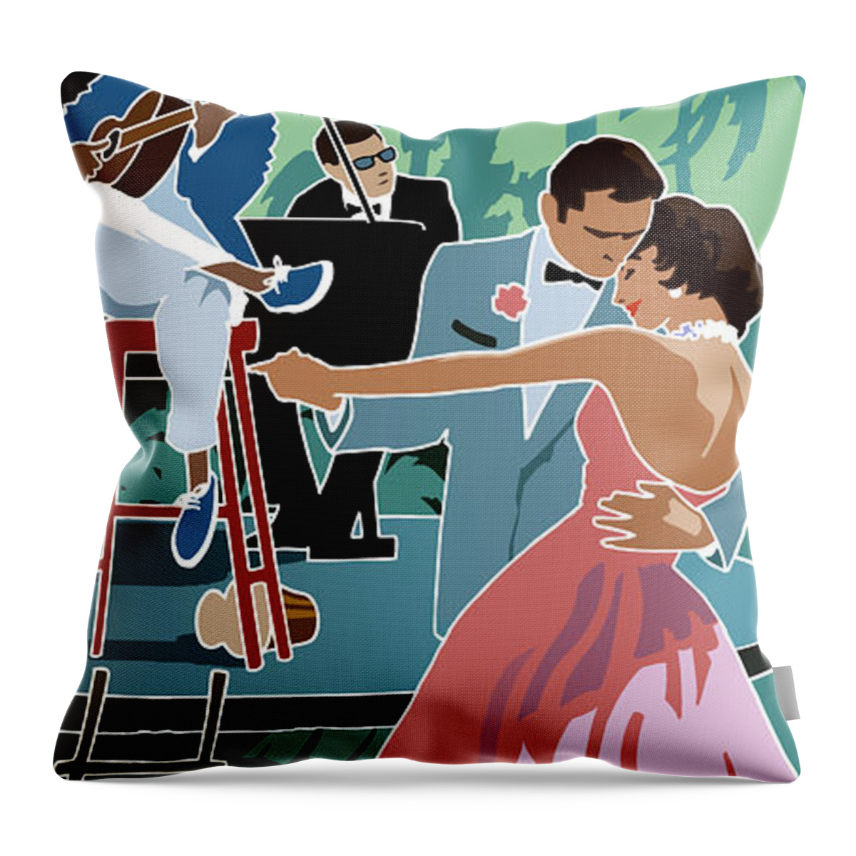 Mid-century Throw Pillow featuring the digital art Caribbean Moon by Larry Hunter