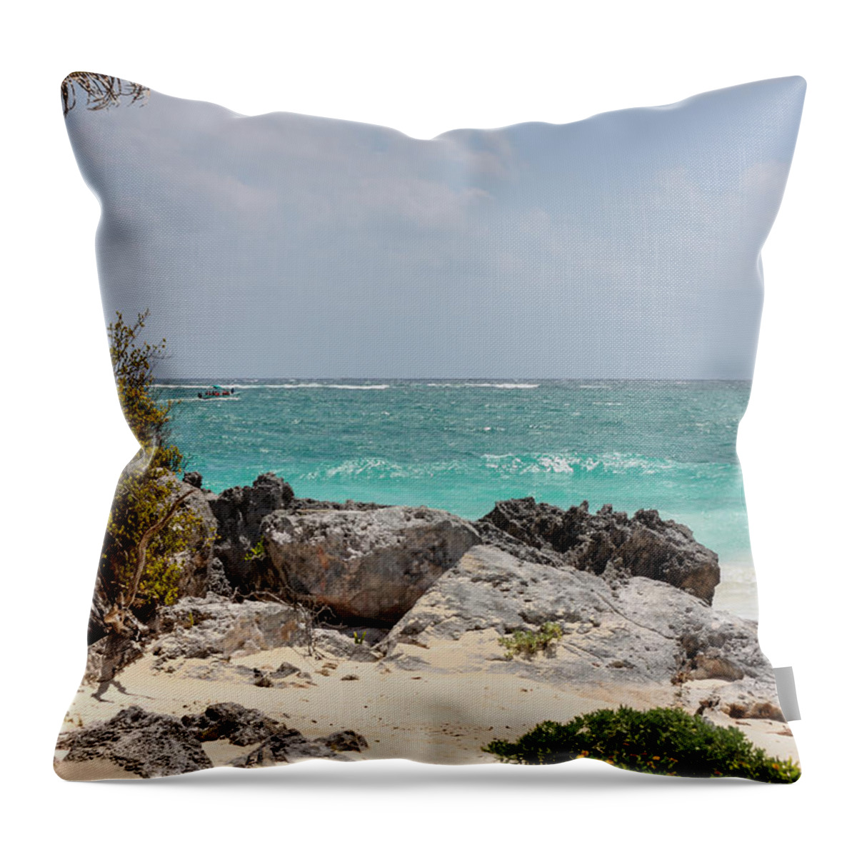 Caribbean Sea Throw Pillow featuring the photograph Caribbean Sea and Beach at Tulum by Paul Williams