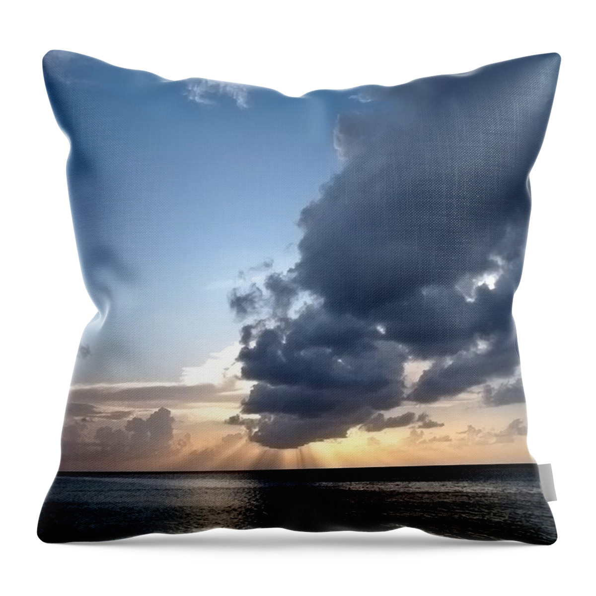 Sunset Throw Pillow featuring the photograph Caribbean sunset by Peggy Hughes
