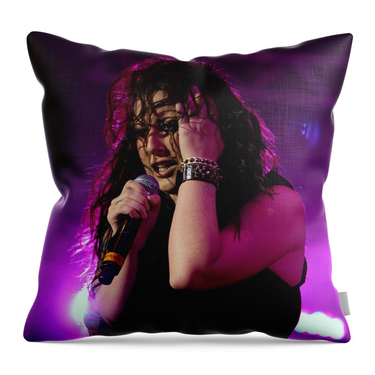 Carly Smithson Throw Pillow featuring the photograph Carly In Concert by Shoal Hollingsworth