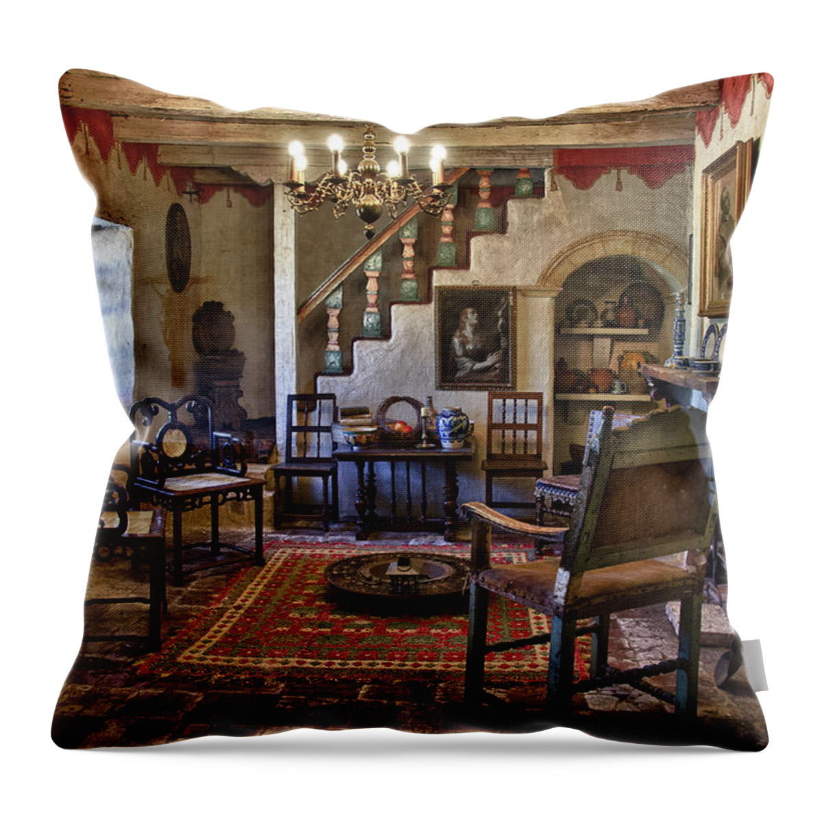 Carmel California Mission Throw Pillow featuring the photograph Carmel Mission 6 by Ron White