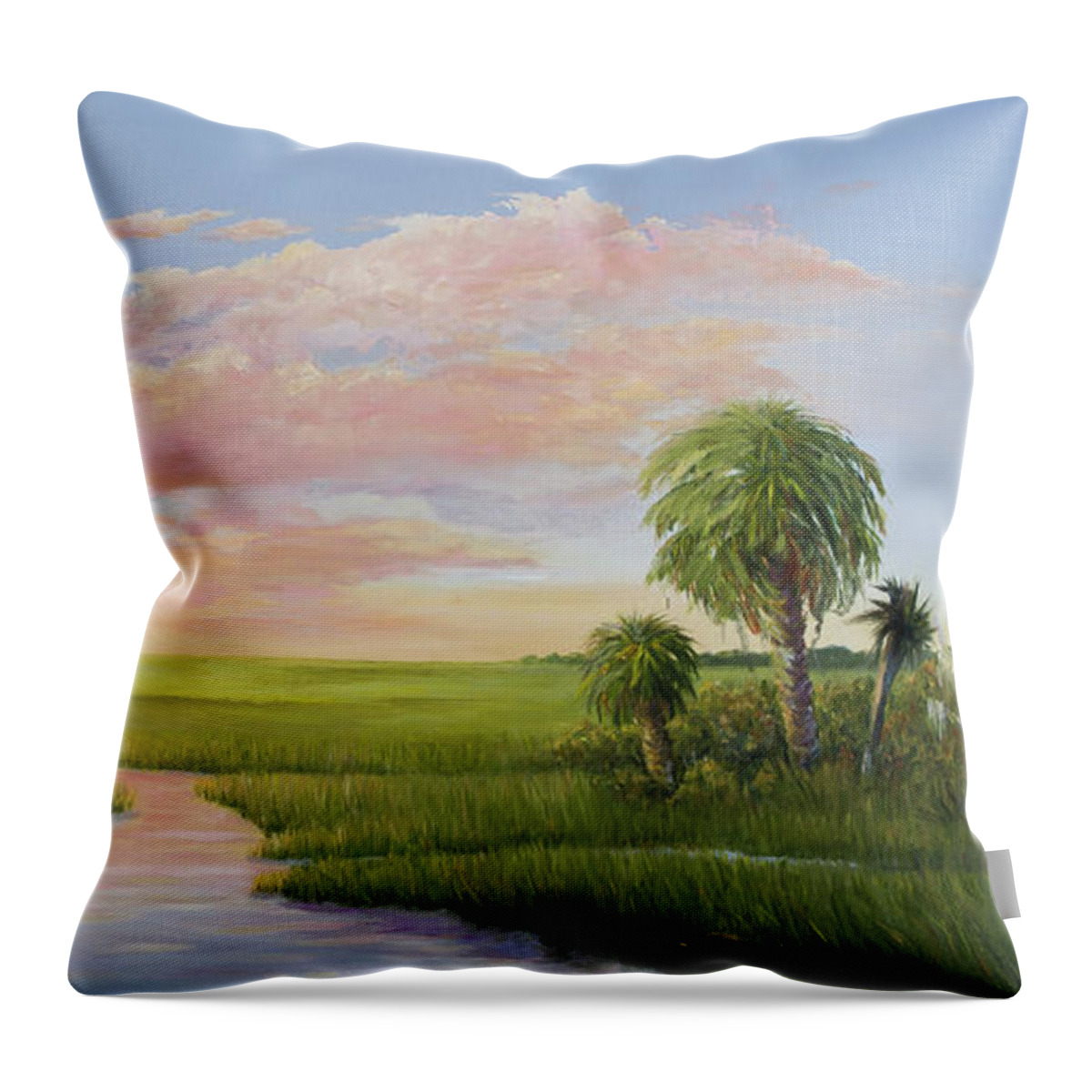 Coastal Sunset Throw Pillow featuring the painting Carolina Classic by Audrey McLeod