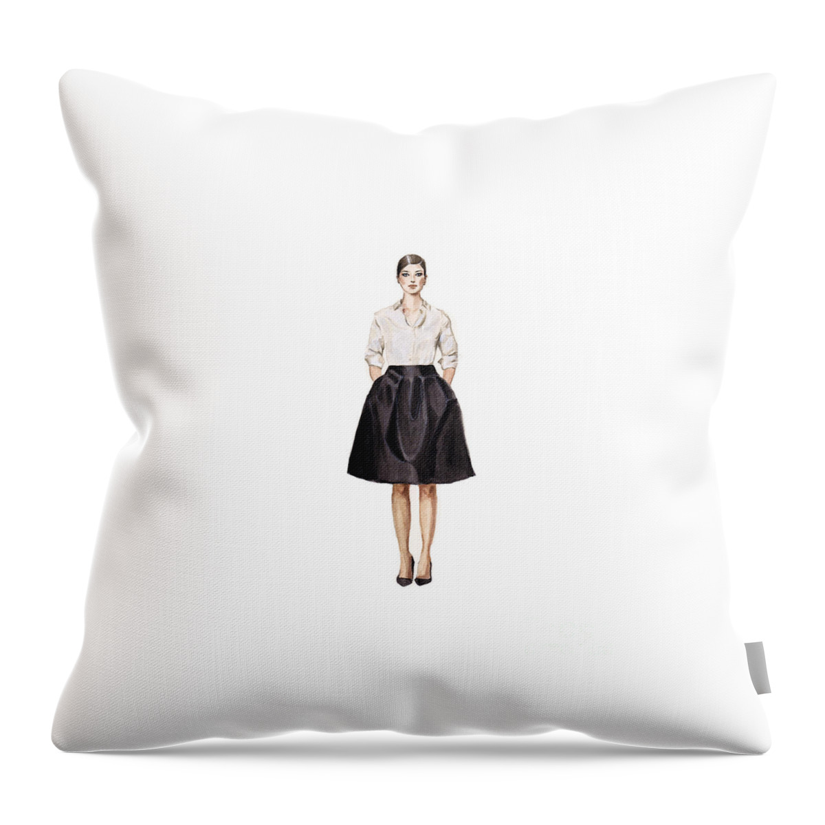 Fashion Throw Pillow featuring the painting Carolina Herrera Classic Look by Jazmin Angeles