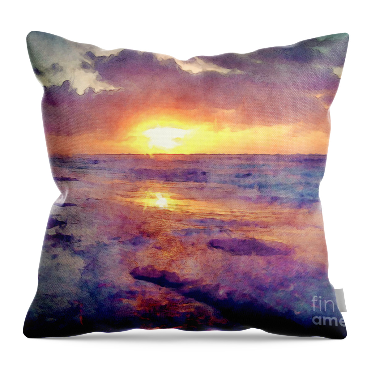 Sunrise Throw Pillow featuring the digital art Carolina Sunrise by Phil Perkins