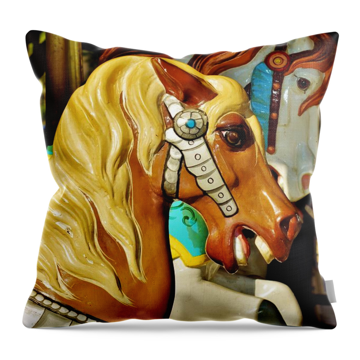 Carousel Horse Throw Pillow featuring the photograph Carousel Horse 3 by Jean Goodwin Brooks