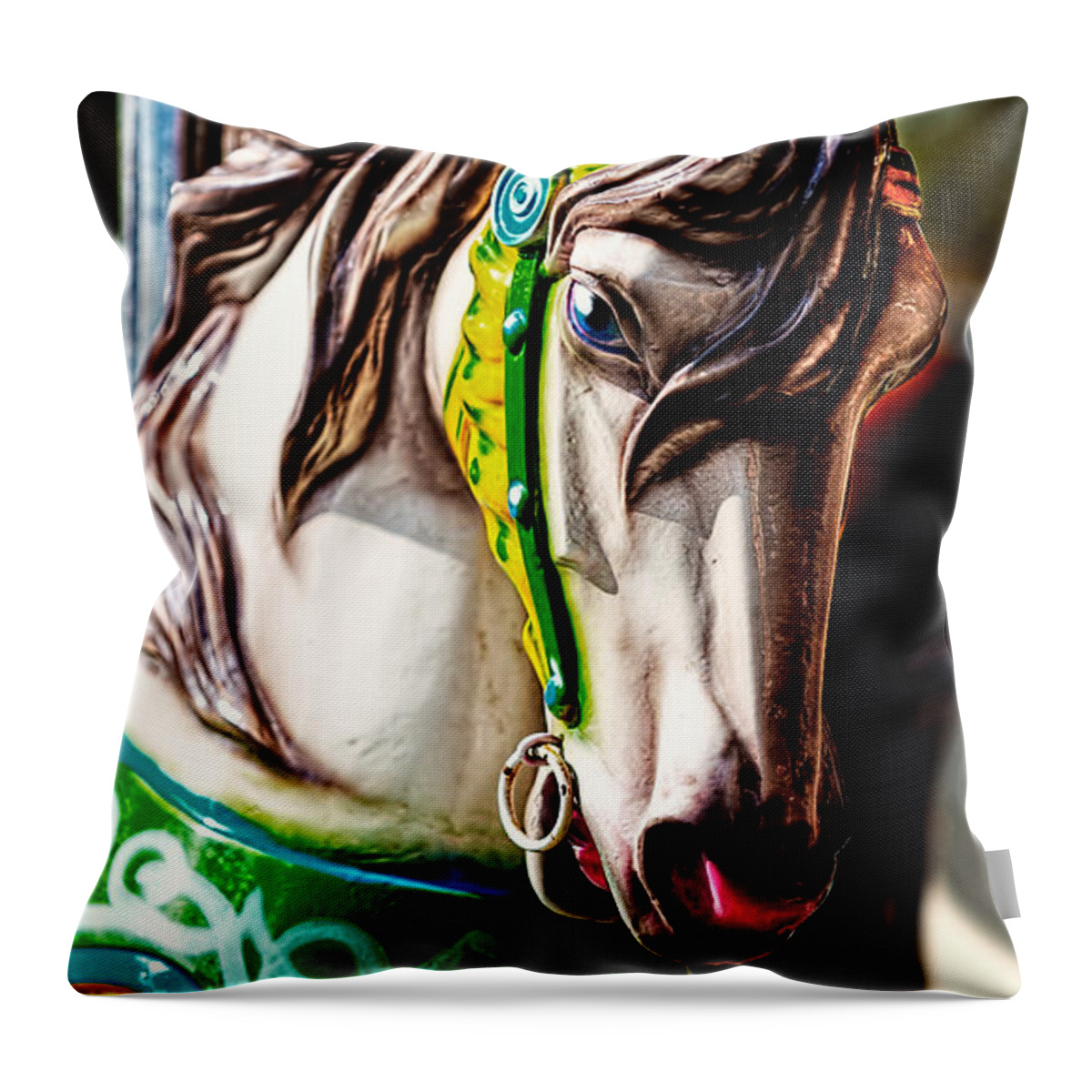 Christopher Holmes Photography Throw Pillow featuring the photograph Carousel Horse Two by Christopher Holmes