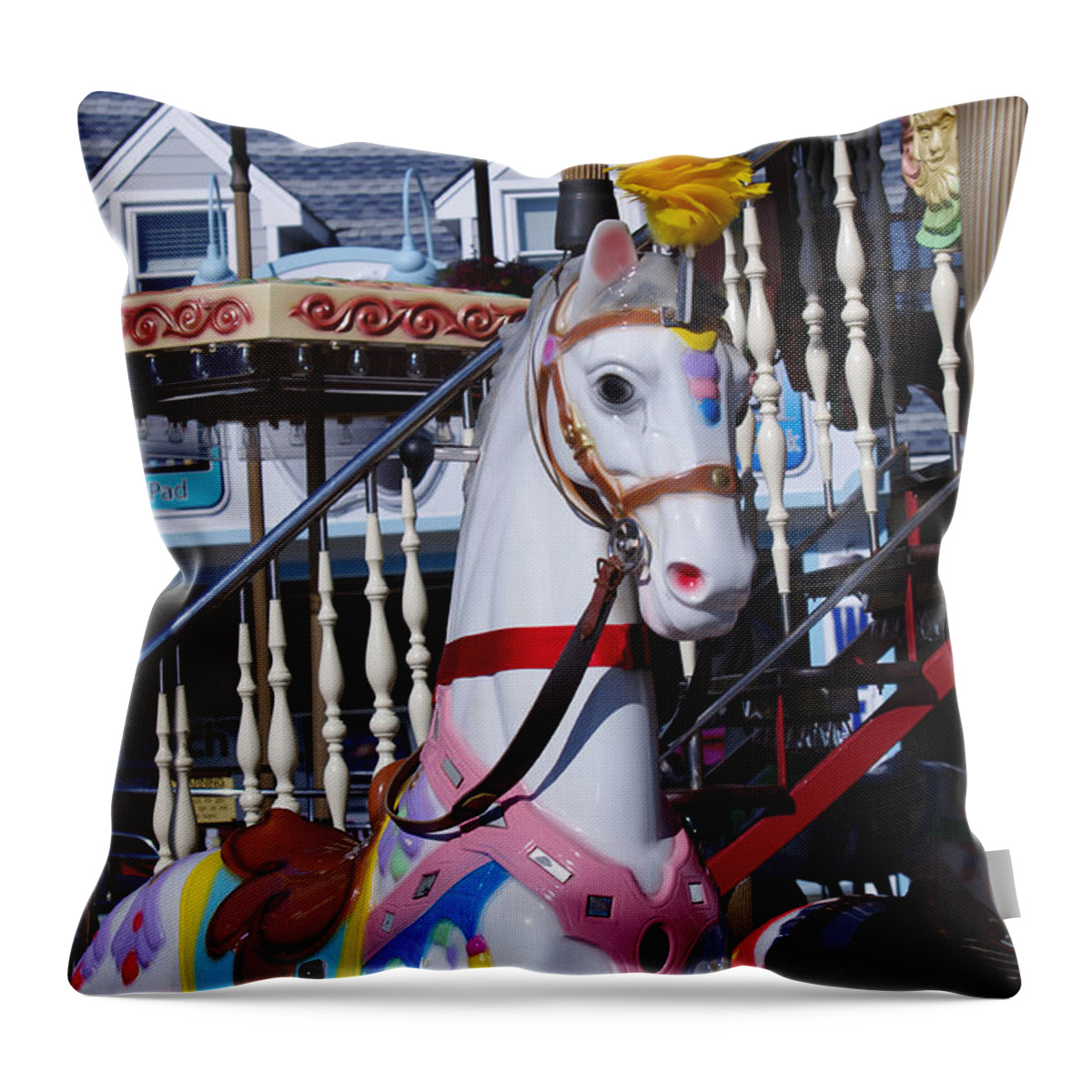 Horse Throw Pillow featuring the photograph Carousel Steed by Greg Graham