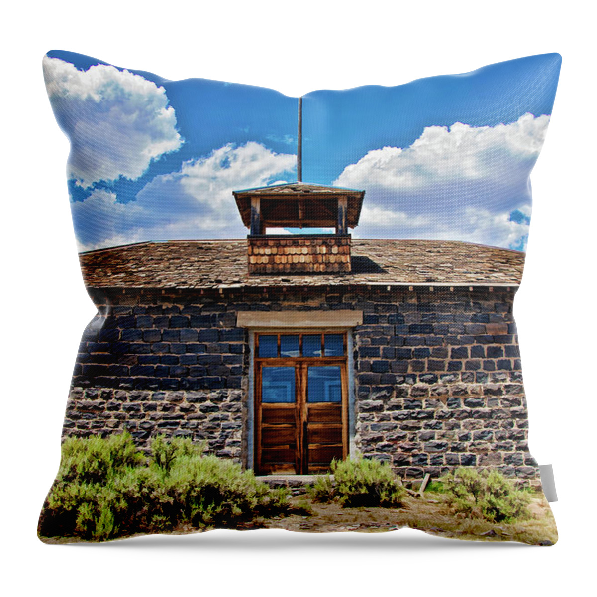  Rock House Throw Pillow featuring the photograph Mormon Church by Britt Runyon