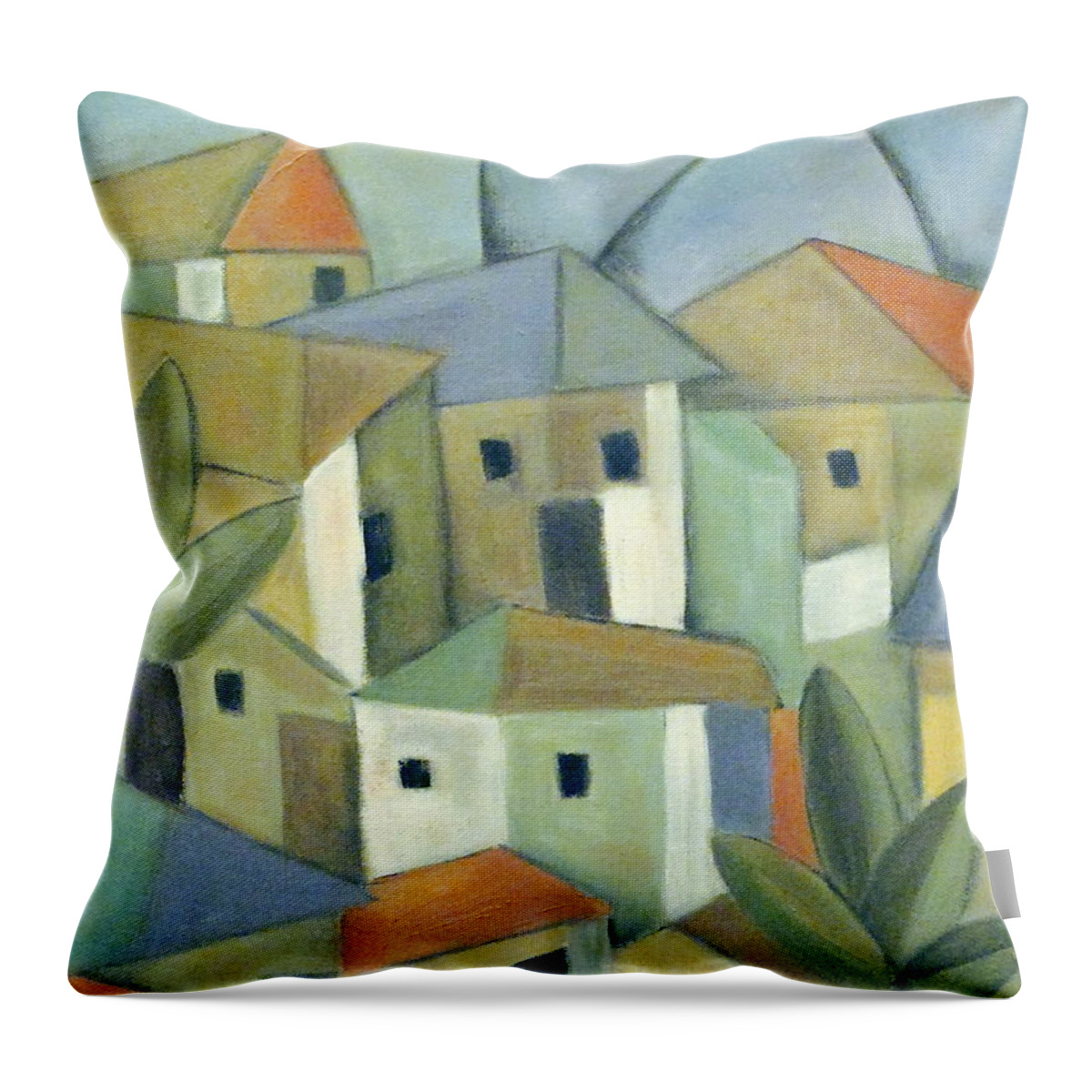 Landscape Throw Pillow featuring the painting Casas II by Trish Toro