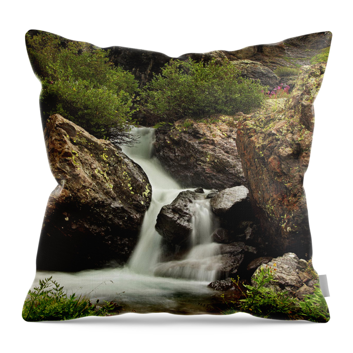 Colorado Throw Pillow featuring the photograph Cascade in lower Ice Lake Basin by Alan Vance Ley