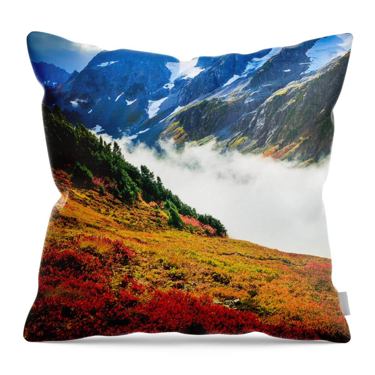 America Throw Pillow featuring the photograph Cascade Pass Peaks by Inge Johnsson