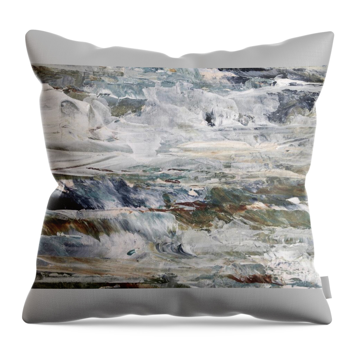 Acrylic Painting Throw Pillow featuring the painting Cascading Water 2 by Nancy Kane Chapman