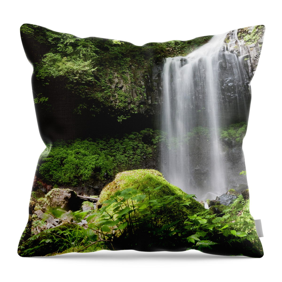 Scenics Throw Pillow featuring the photograph Cascading Water by Ooyoo