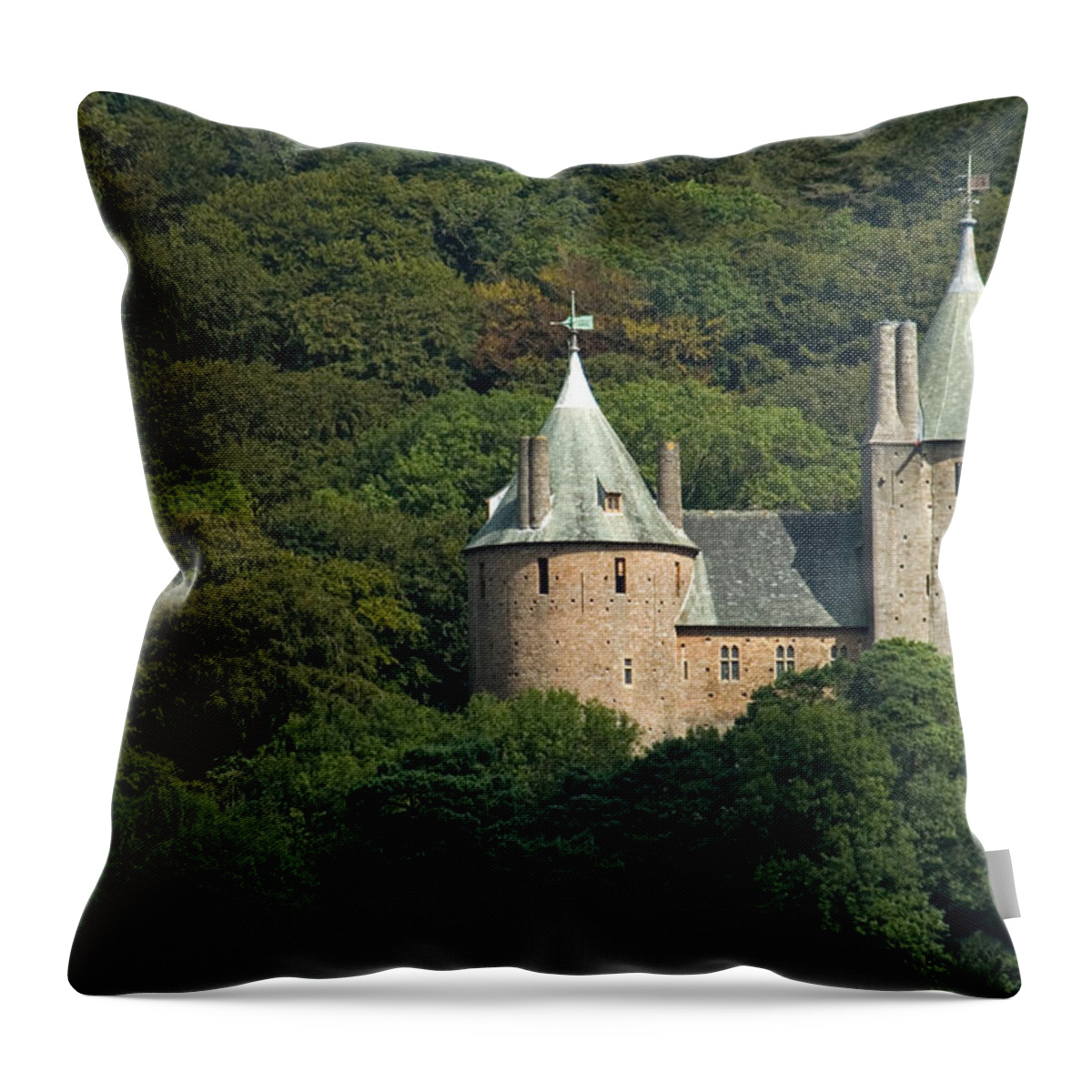  Cardiff Throw Pillow featuring the photograph Castell Coch by Jeremy Voisey