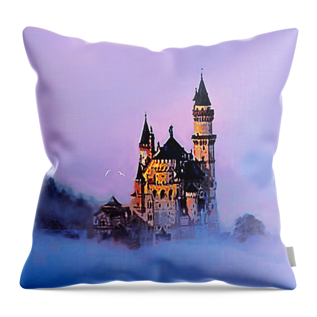 Fantasy Throw Pillow featuring the painting Castle in the clouds by CHAZ Daugherty