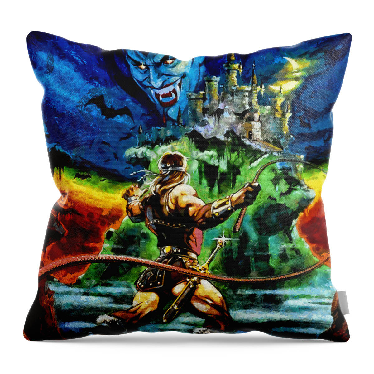 Midnight Streets Throw Pillow featuring the painting Castlevania by Joe Misrasi