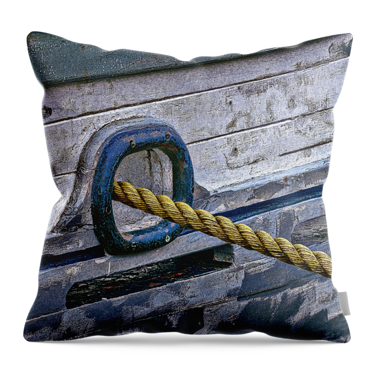 Hawser Throw Pillow featuring the photograph Cat Hole and Hawser by Marty Saccone