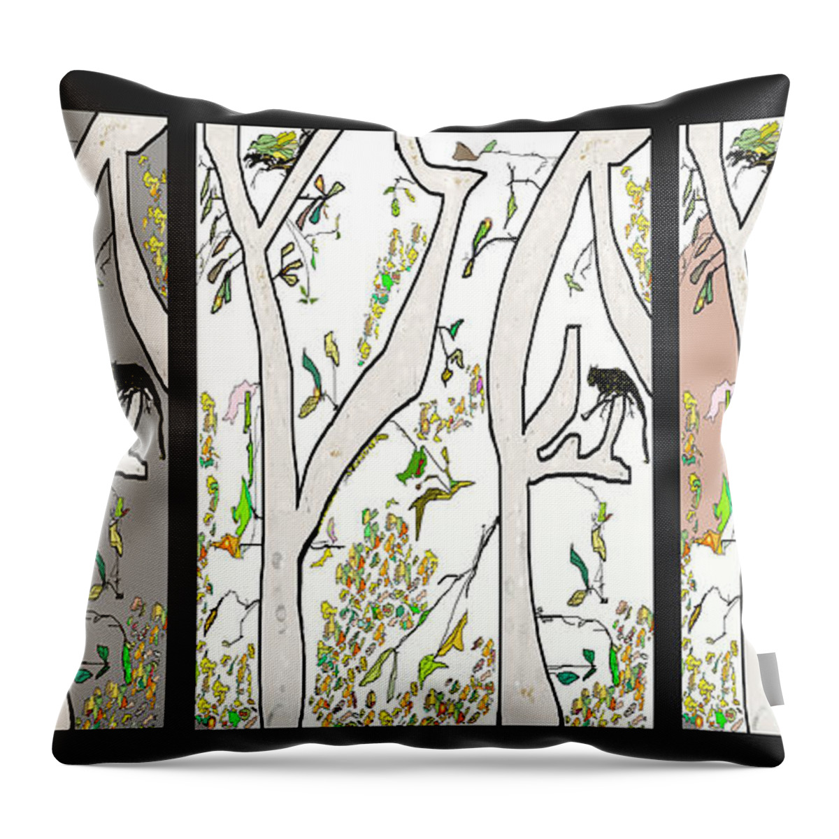 Cat Throw Pillow featuring the digital art Cat in Tree Panel by SC Heffner