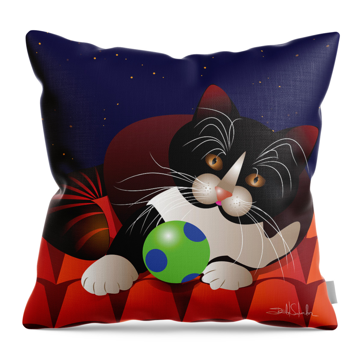 Digital Art Throw Pillow featuring the digital art Cat On The Roof by Isabel Salvador