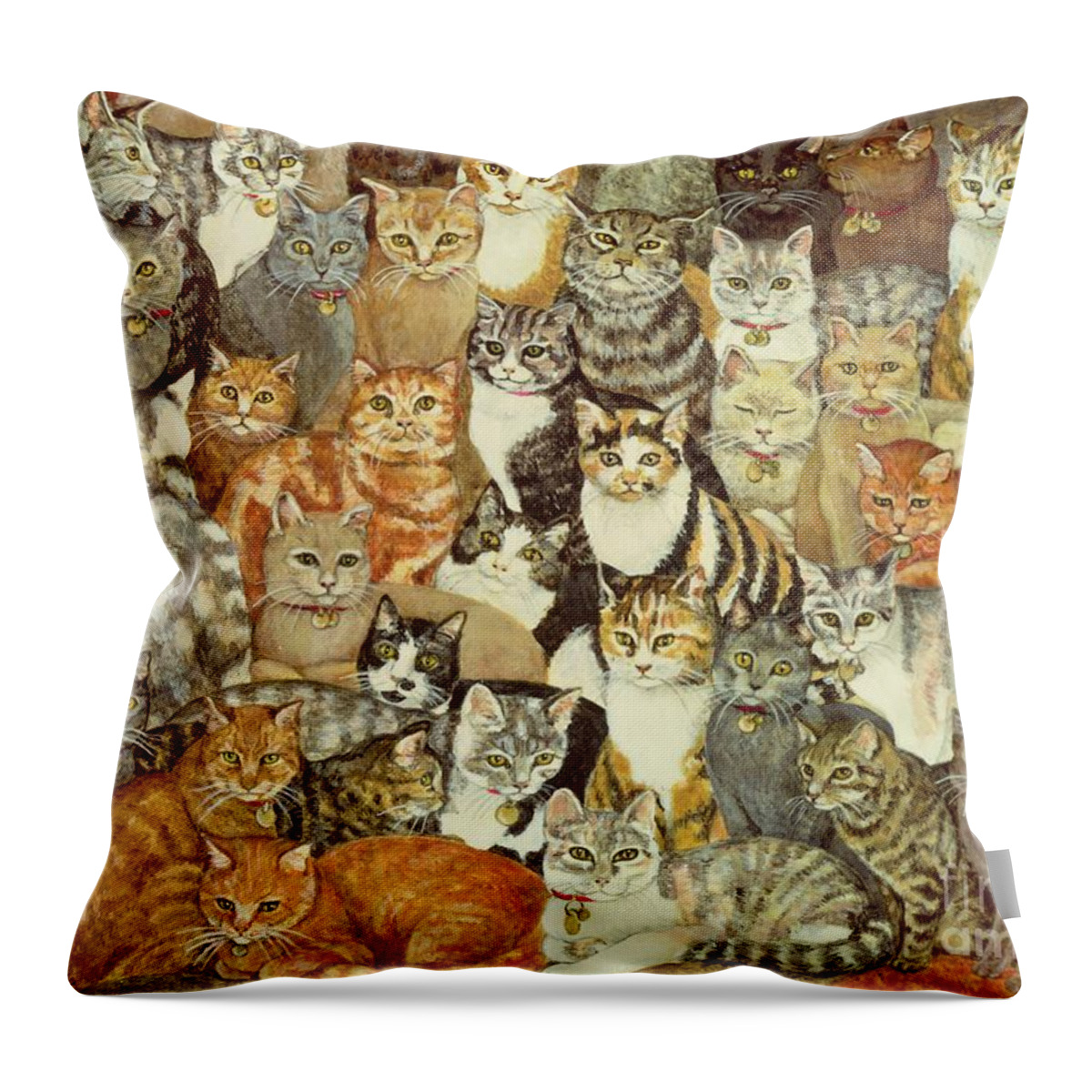 Cat Throw Pillow featuring the painting Cat Spread by Ditz