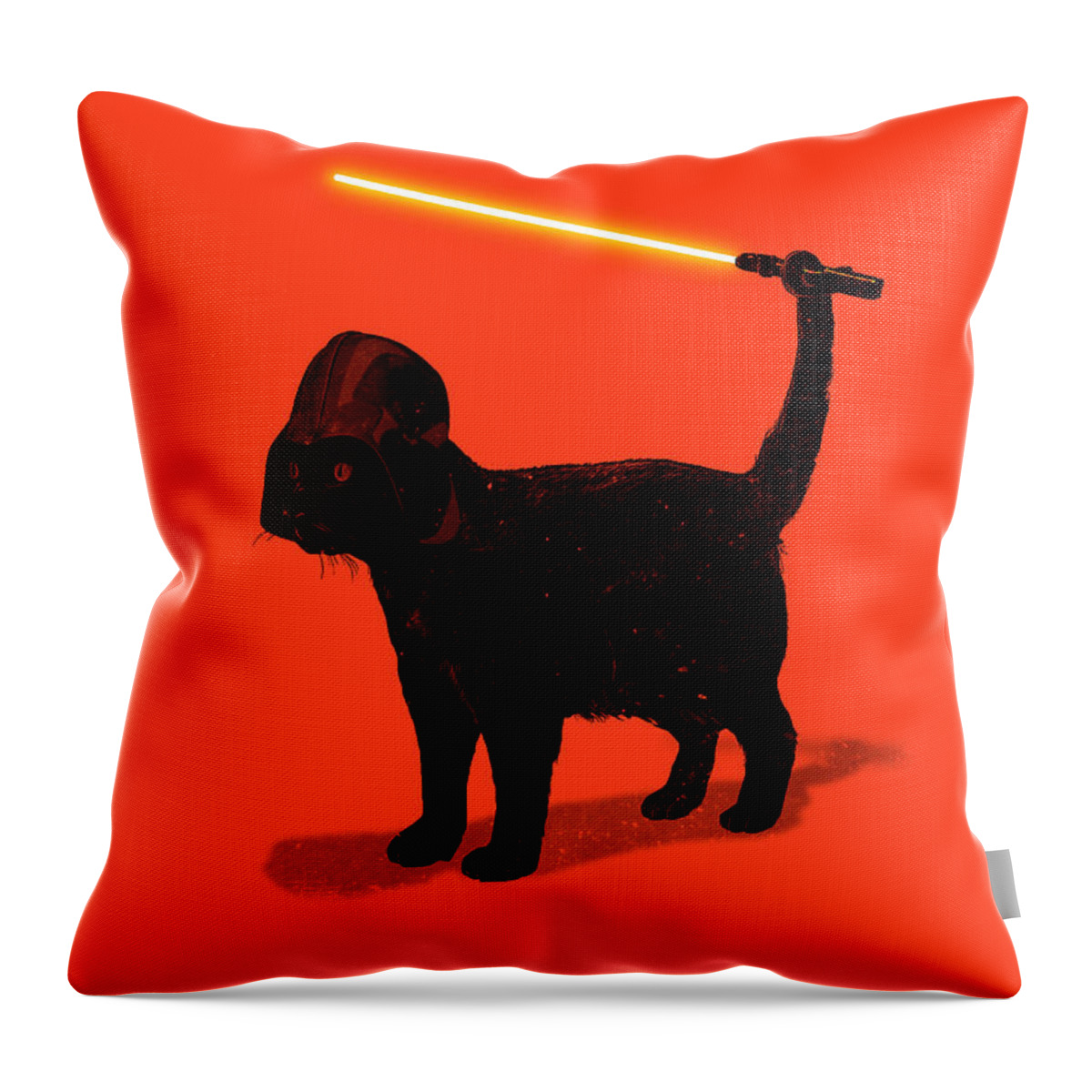 Cat Throw Pillow featuring the digital art Cat Vader by Nicebleed 