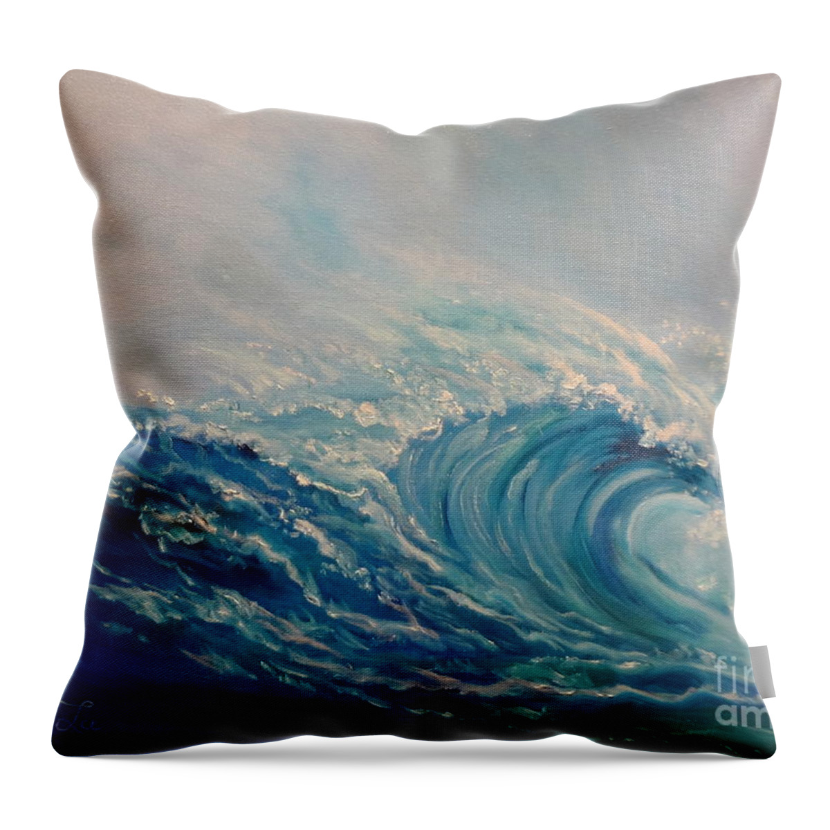 Giant Wave Throw Pillow featuring the painting Wave 111 by Jenny Lee