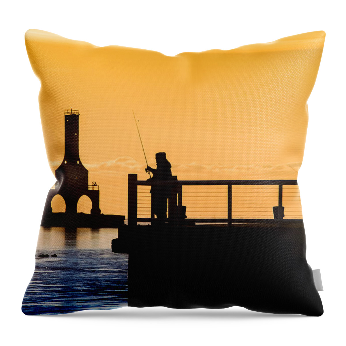 Fishing Throw Pillow featuring the photograph Catching Gold by James Meyer