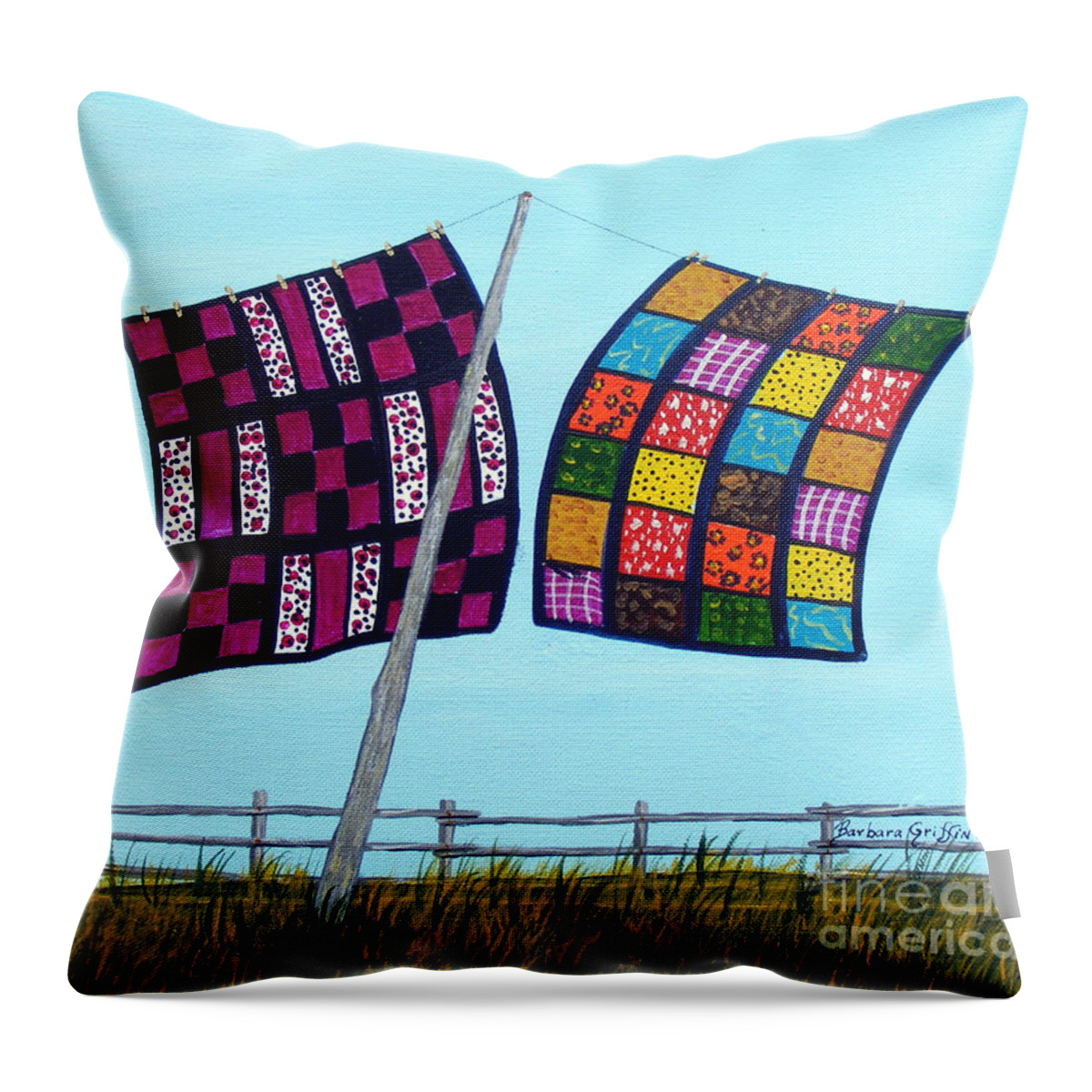 Barbara Griffin Throw Pillow featuring the painting Catching the Breeze by Barbara A Griffin