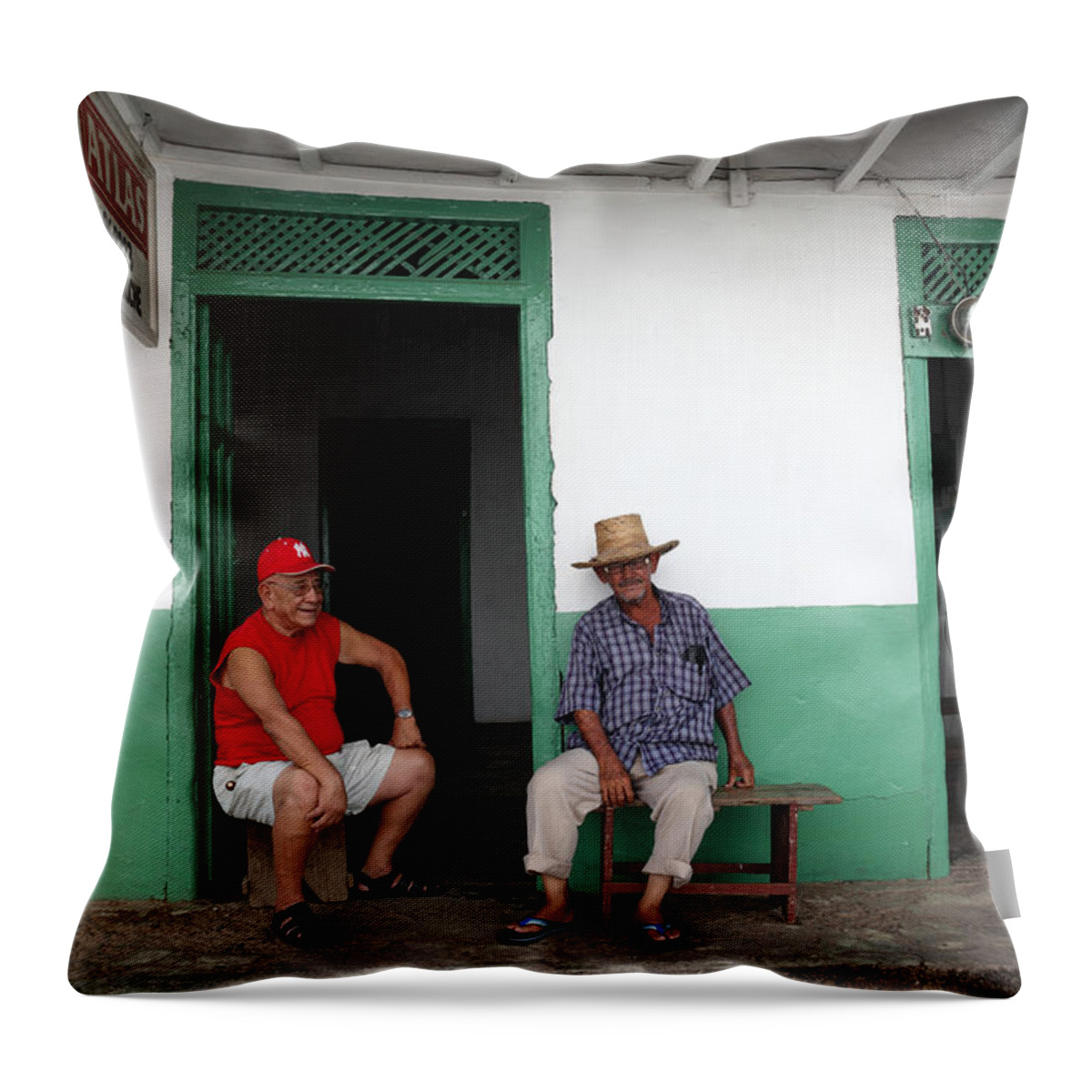 Friends Throw Pillow featuring the photograph Catching up in Panama by James Brunker
