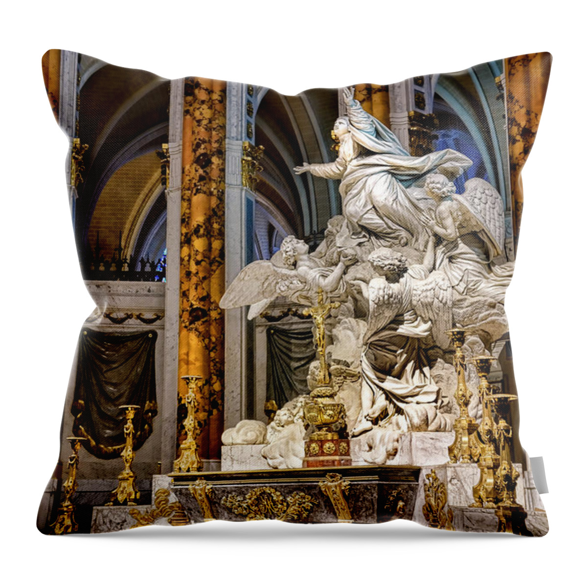 France Throw Pillow featuring the photograph Cathedral of Chartres Altar by Olivier Le Queinec
