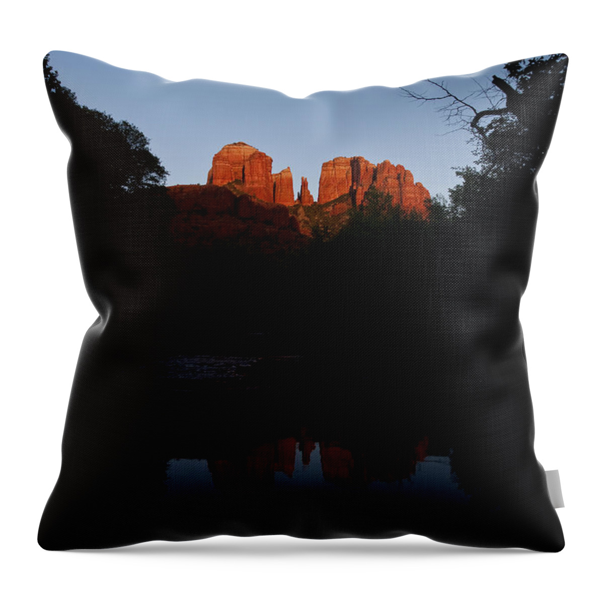 Photography Throw Pillow featuring the photograph Cathedral Rock Reflection 6 by Lee Kirchhevel