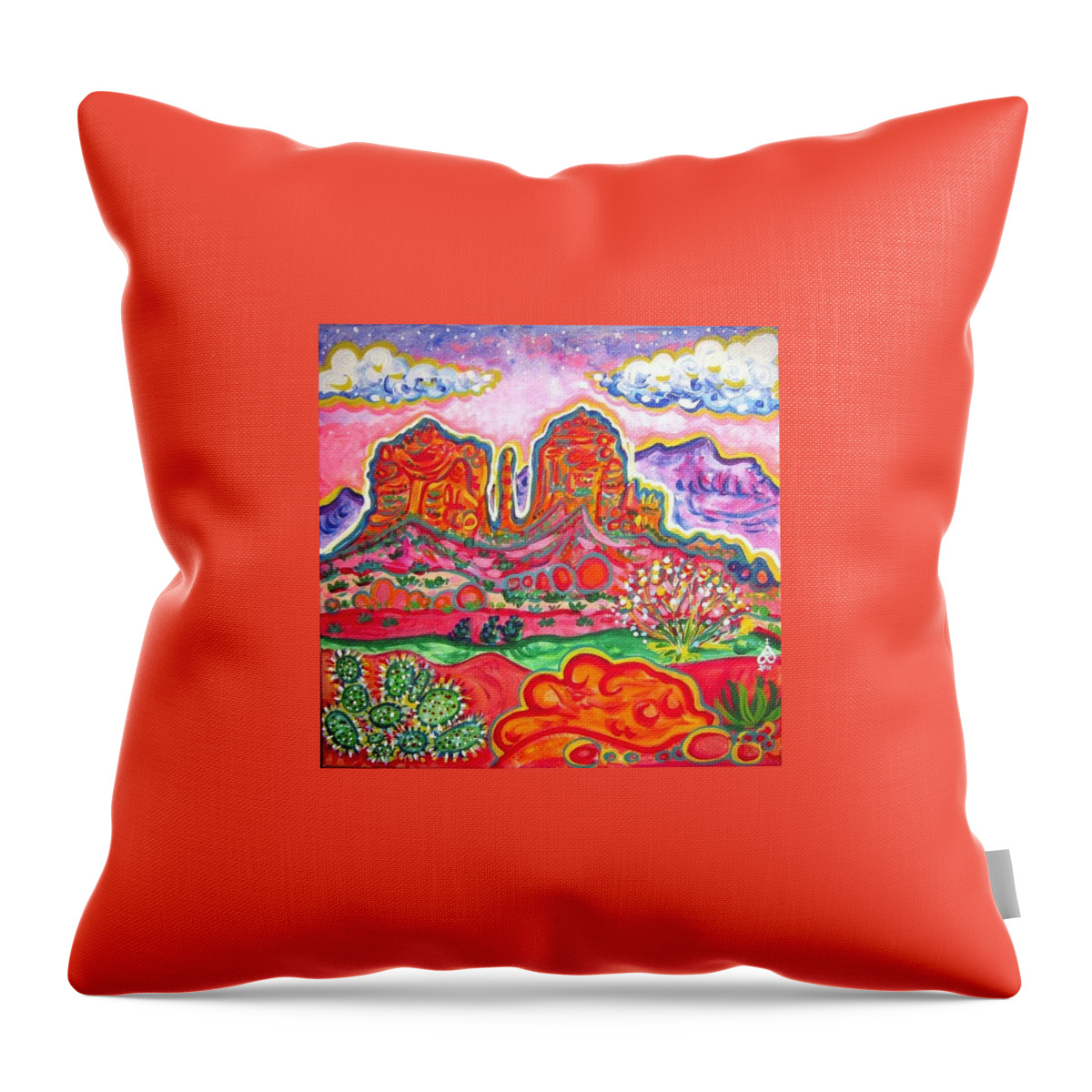 Sedona Throw Pillow featuring the painting Cathedral Rock Sunset by Rachel Houseman