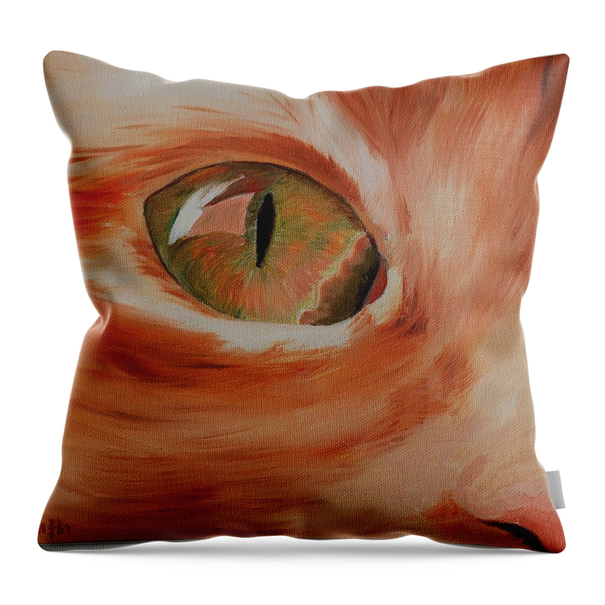 Cat Throw Pillow featuring the painting Cat's Eye by Teresa Smith