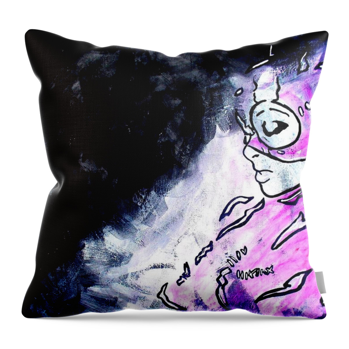 Catwoman Throw Pillow featuring the painting Catwoman Purple Suit by Marisela Mungia