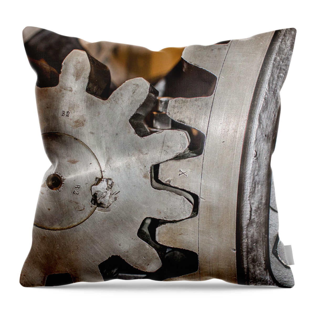 Cogwheels Throw Pillow featuring the photograph Cause And Effect by Andreas Berthold