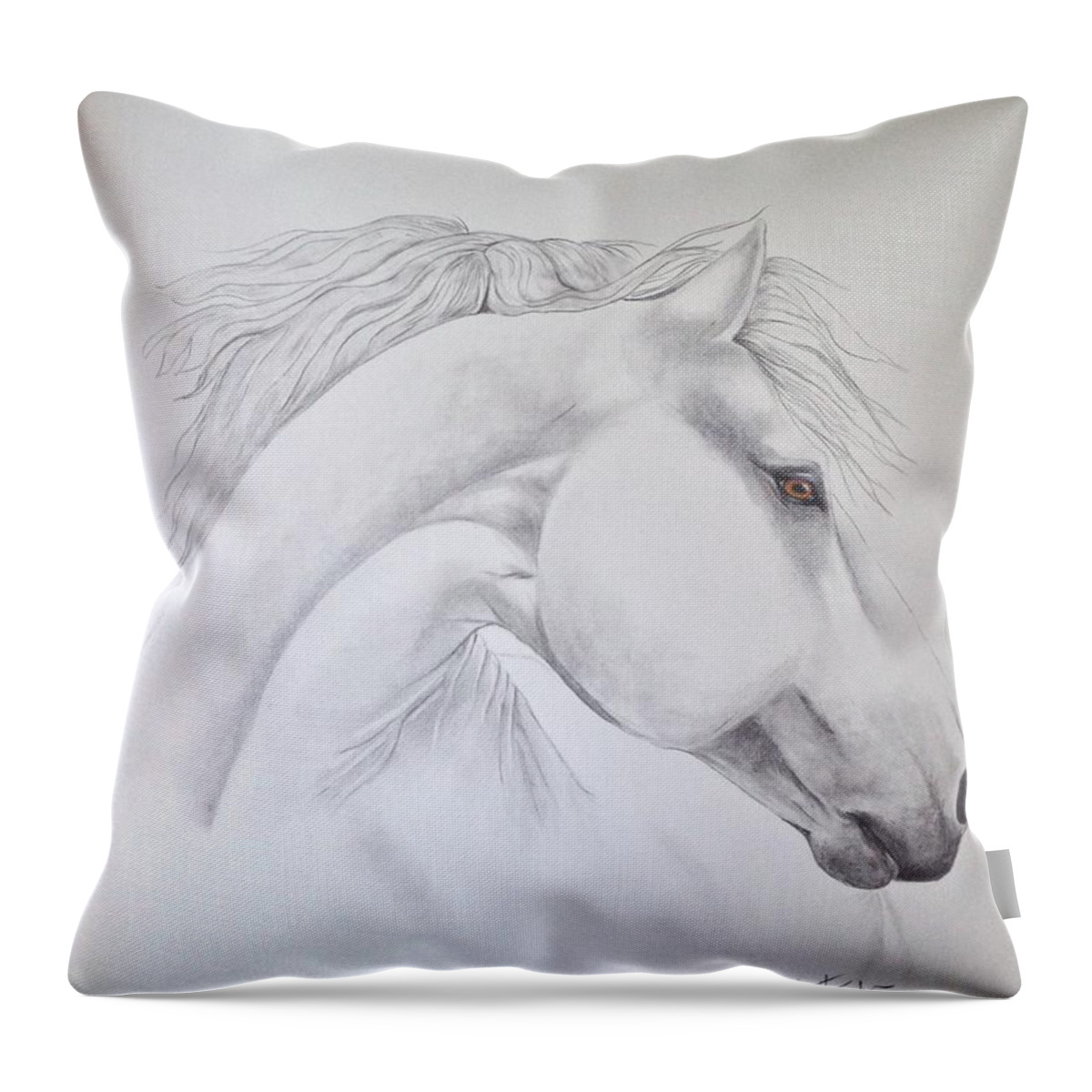 Horse. Horse Art Throw Pillow featuring the drawing Cavallo by Joette Snyder