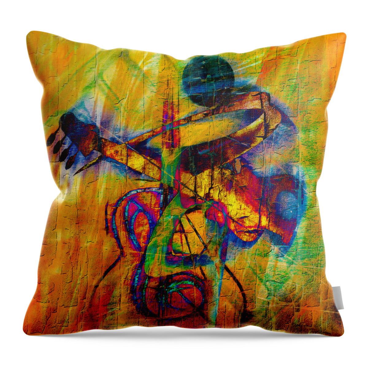 Abstract Guitarist Throw Pillow featuring the painting Cavatina by Georgiana Romanovna