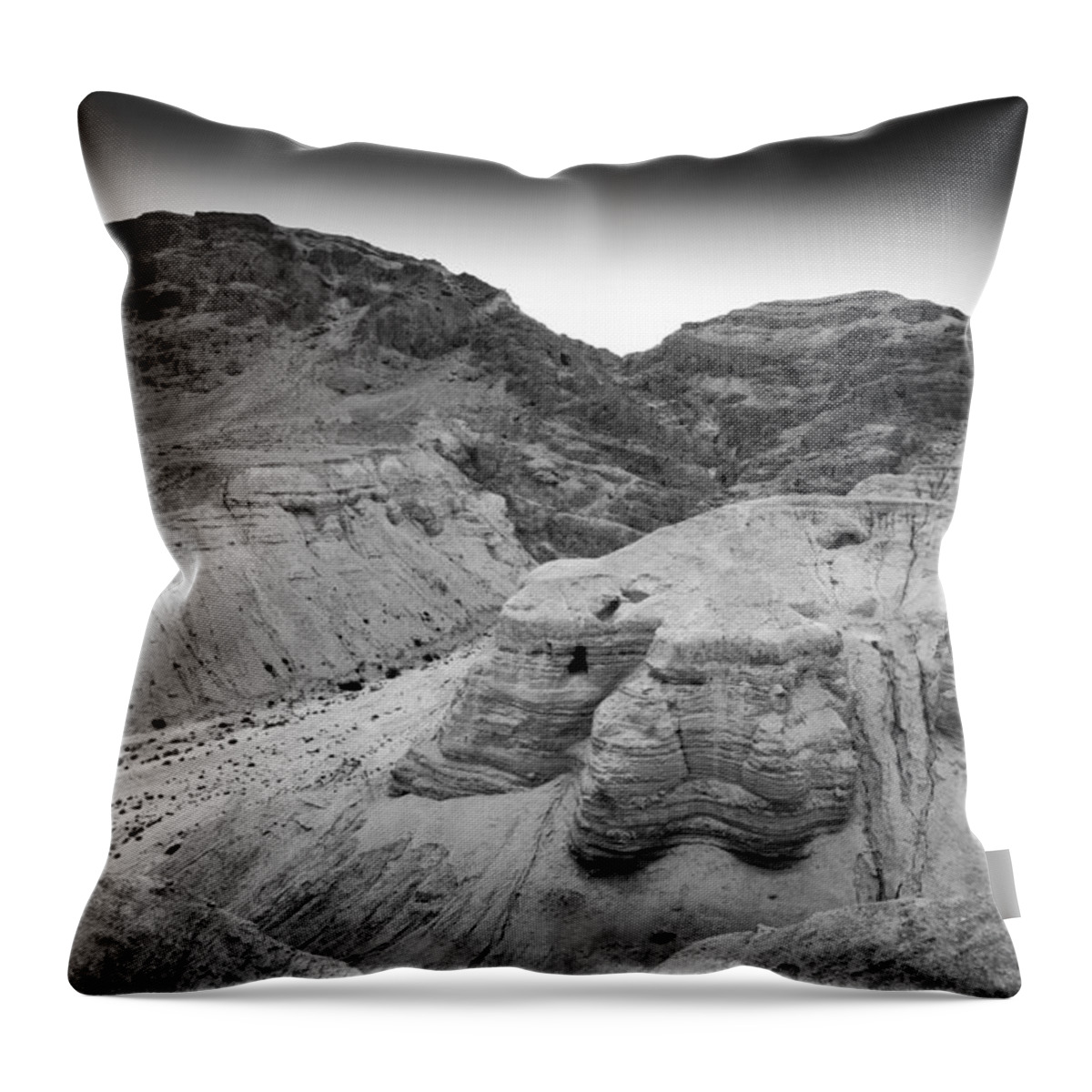 Dead Sea Scrolls Throw Pillow featuring the photograph Cave at Qumran by David Morefield