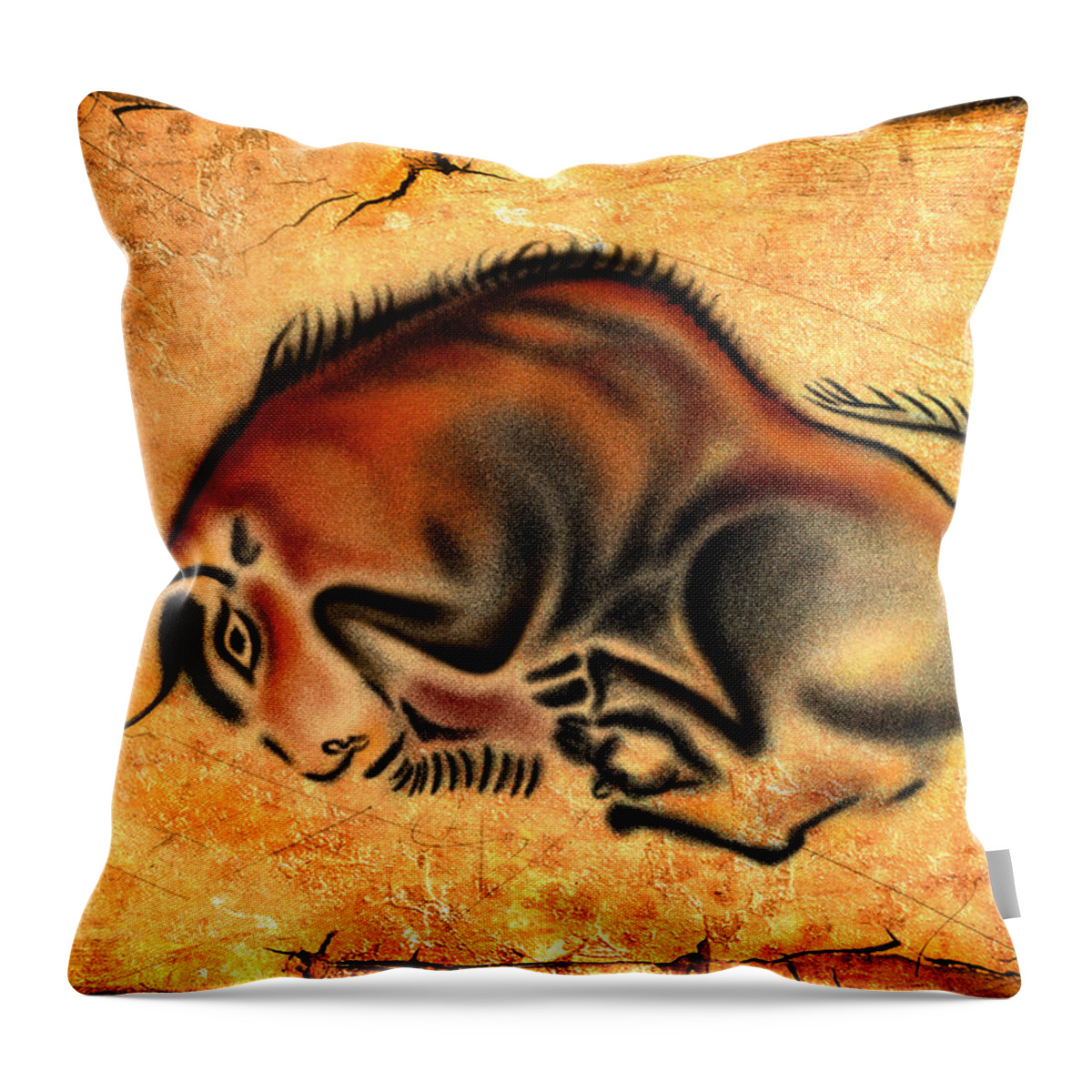 Cave Painting Throw Pillow featuring the drawing Cave Painting by Alessandro Della Pietra