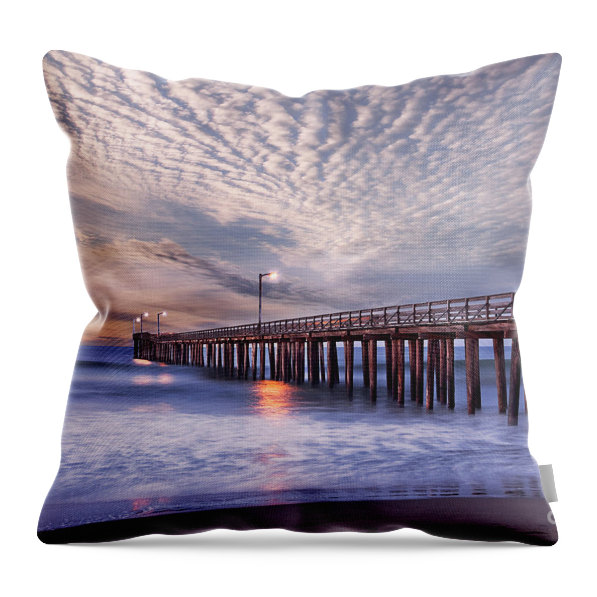 California Throw Pillow featuring the photograph Cayucos Pier by Alice Cahill