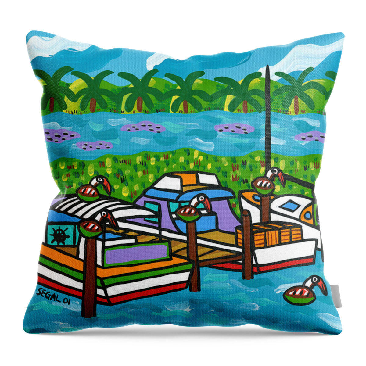 Cedar Key Throw Pillow featuring the painting Cedar Key Bayou by Mike Segal