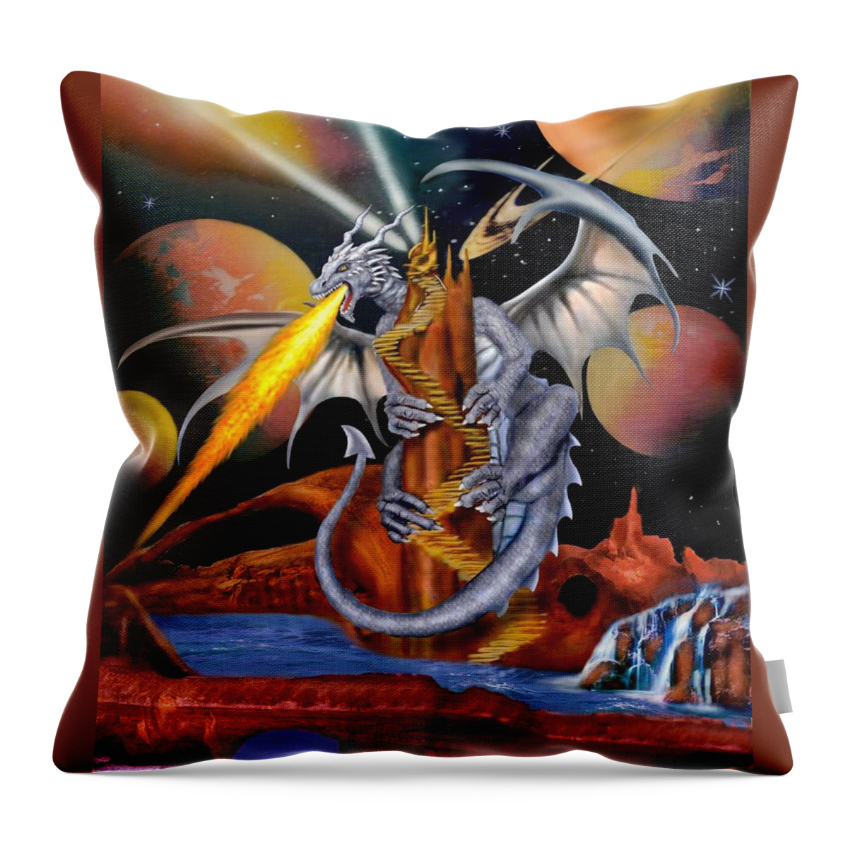 Dragon Throw Pillow featuring the digital art Celestian Dragon by Glenn Holbrook