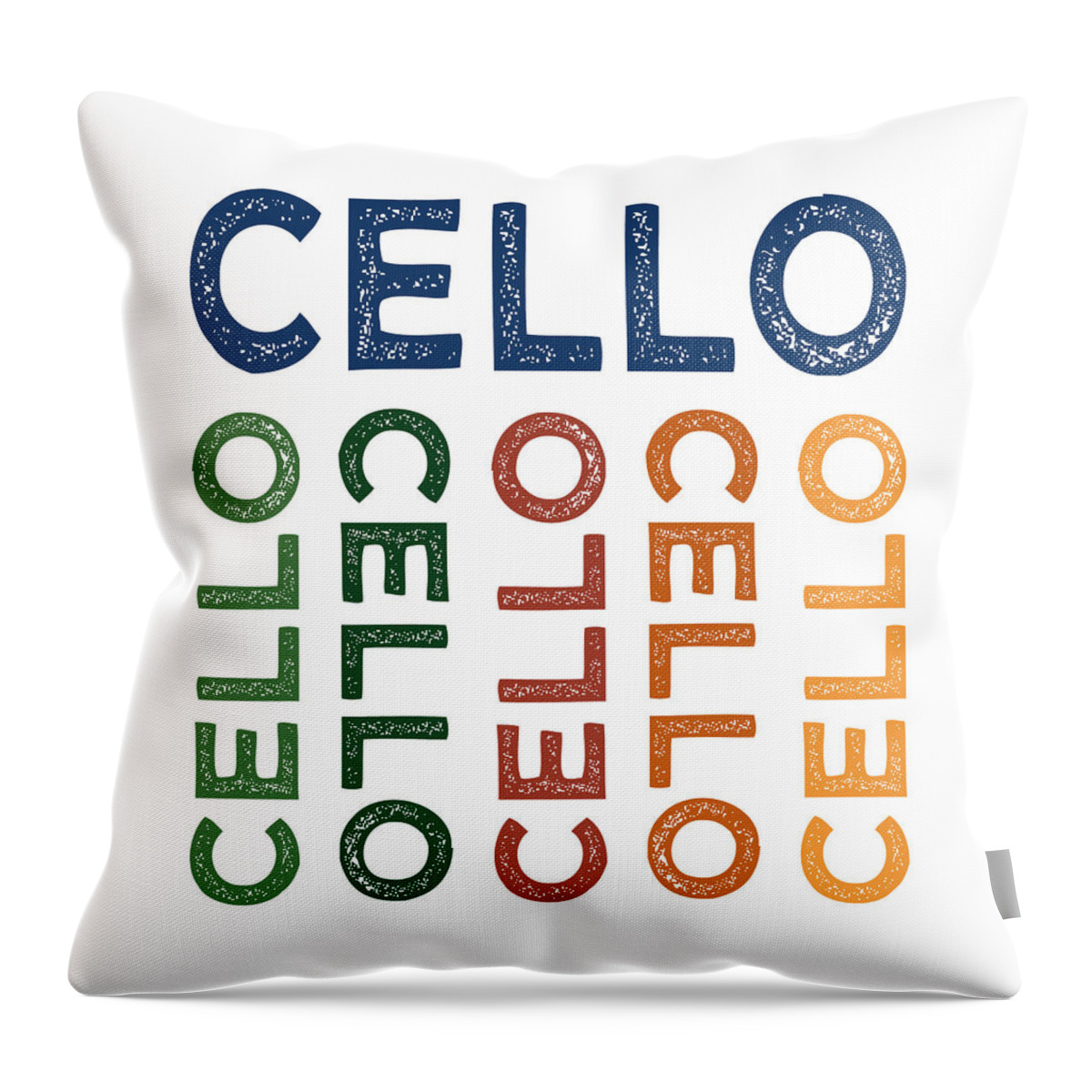 Cello Throw Pillow featuring the digital art Cello Cute Colorful by Flo Karp