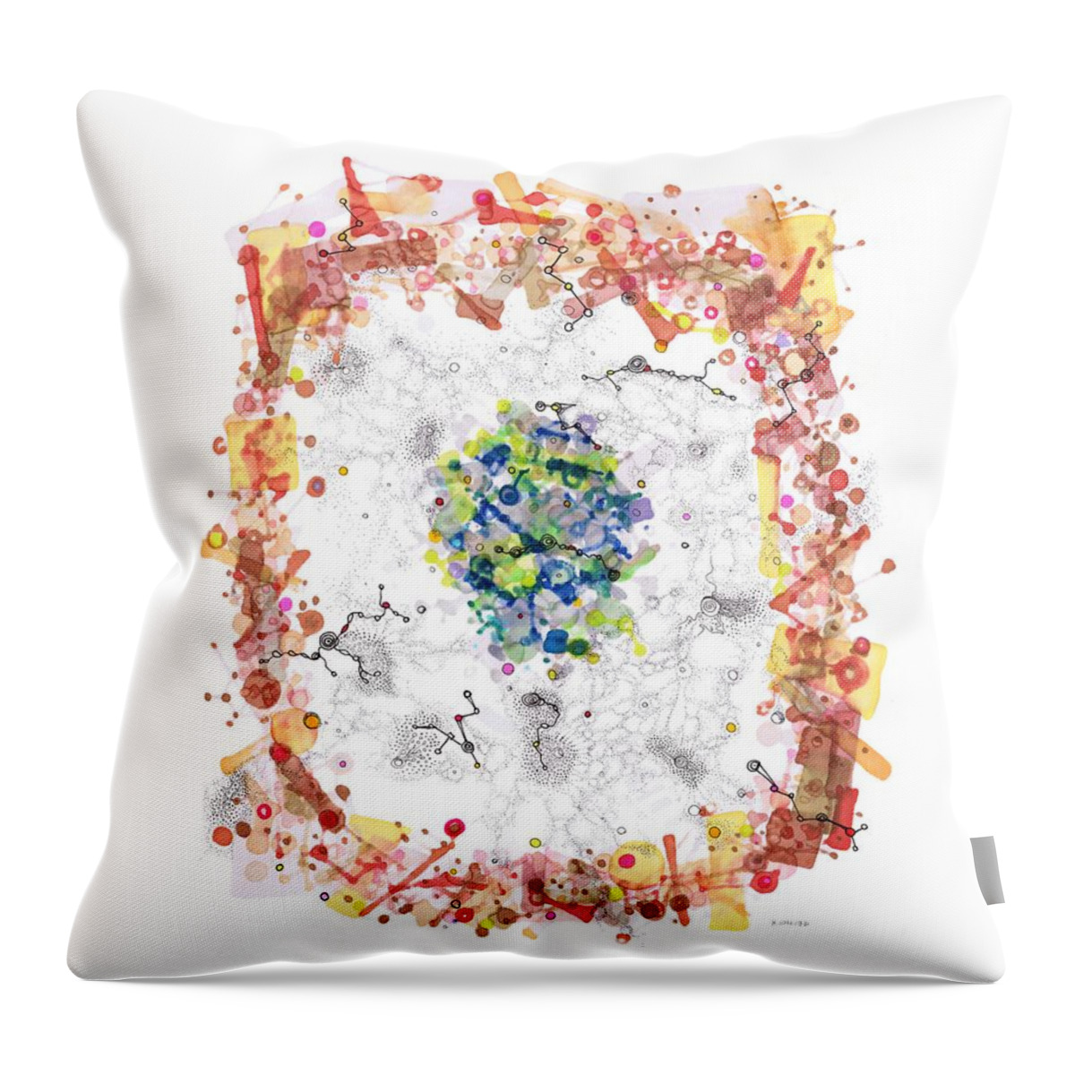 Cell Throw Pillow featuring the drawing Cellular Generation by Regina Valluzzi