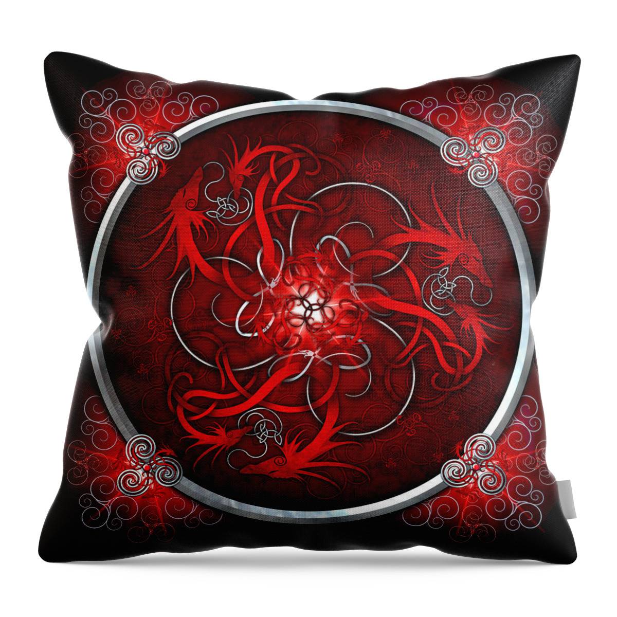 Dragon Throw Pillow featuring the photograph Celtic Dragons - Red by Ricky Barnes