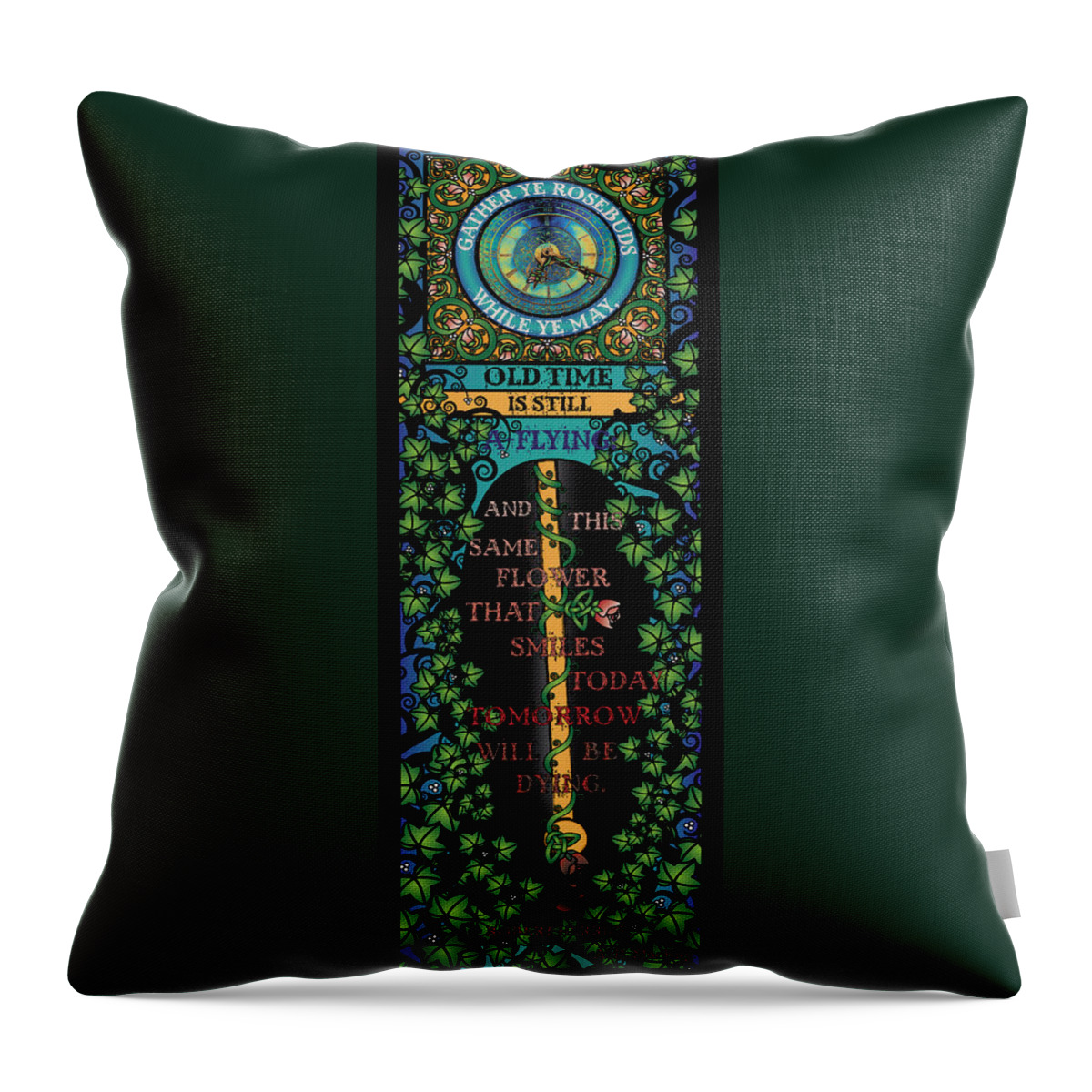 Clock Throw Pillow featuring the digital art Celtic Impermanence by Celtic Artist Angela Dawn MacKay