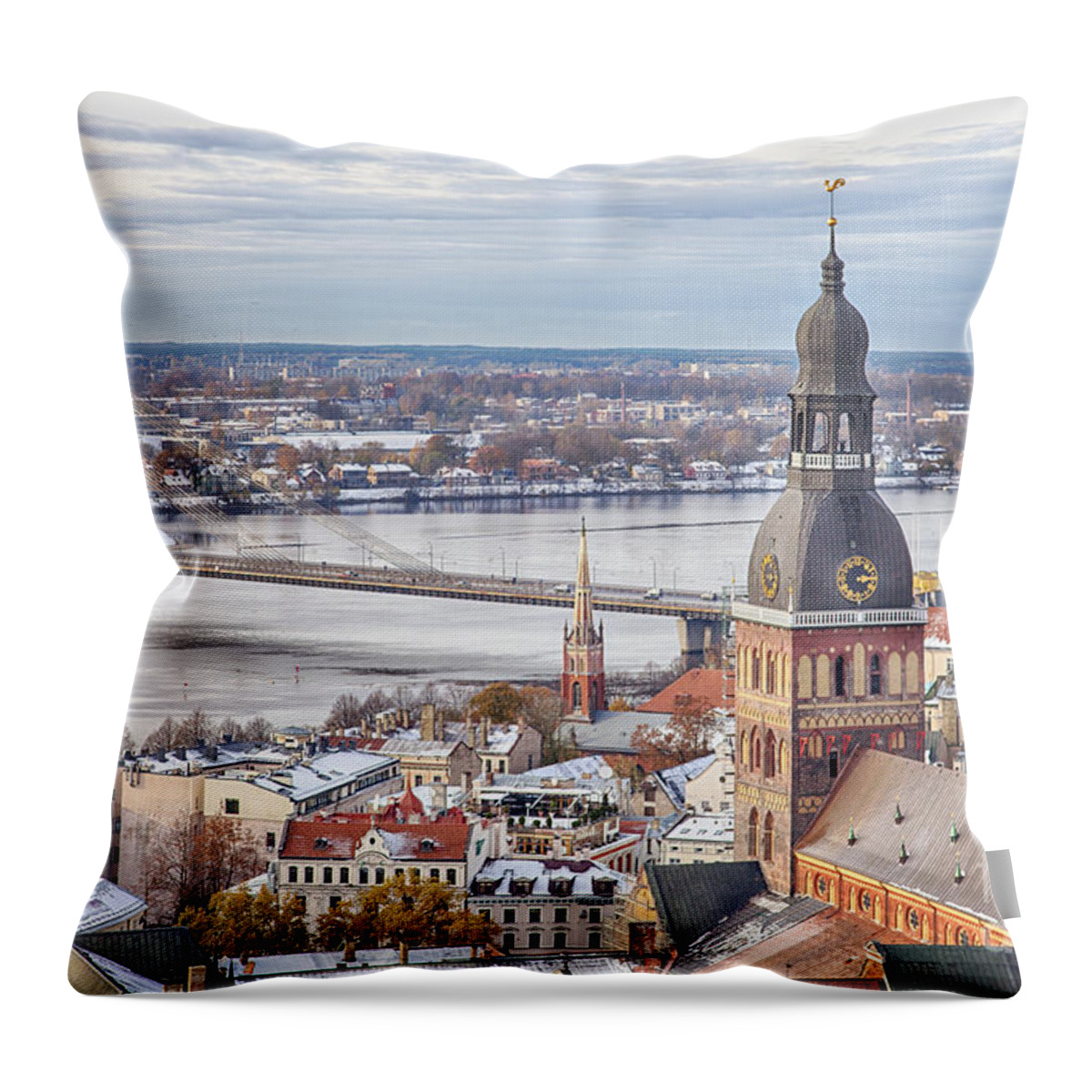 Scandinavia Throw Pillow featuring the photograph Central Riga by Sophie McAulay