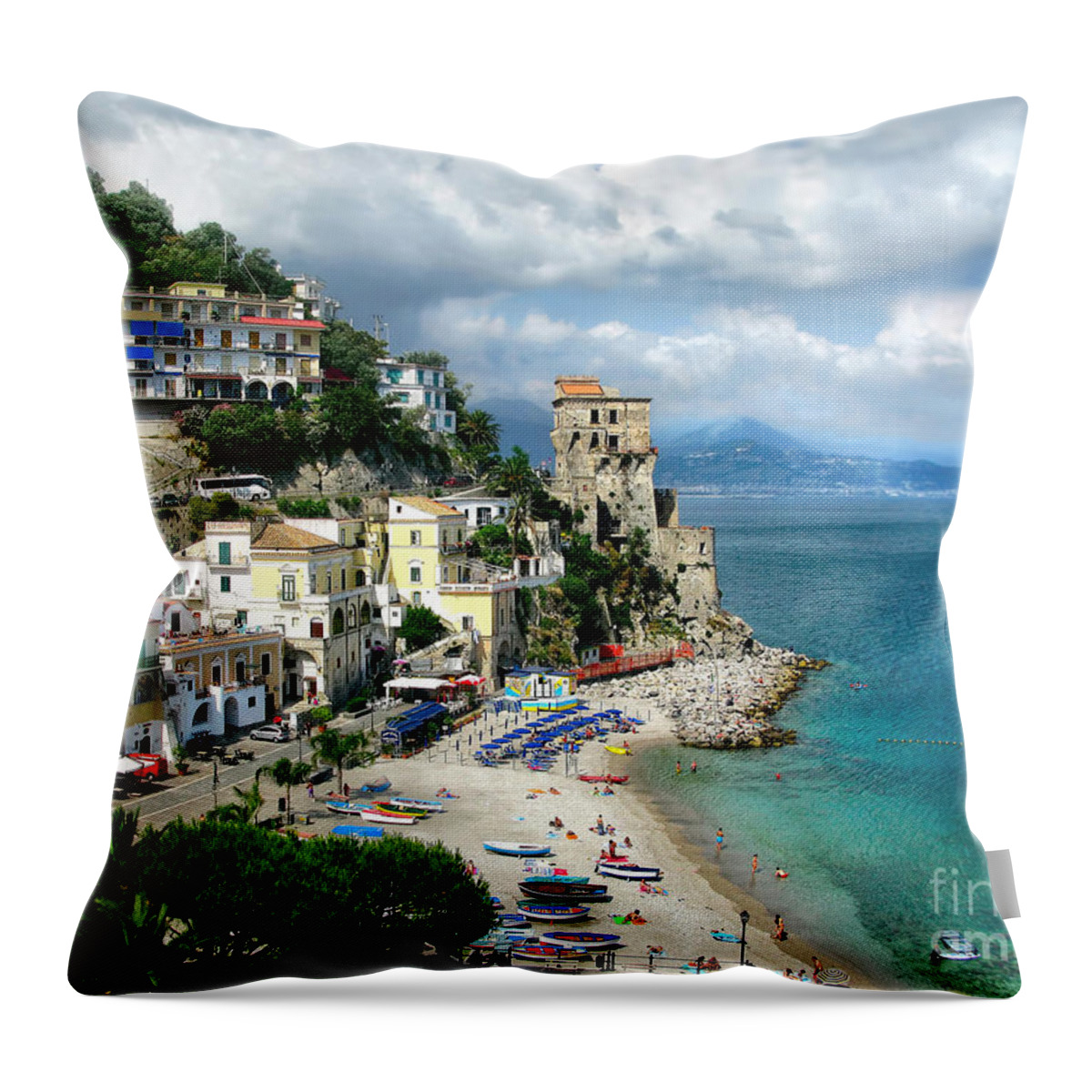 Amalfi Throw Pillow featuring the photograph Cetara. Amalfi Coast by Jennie Breeze