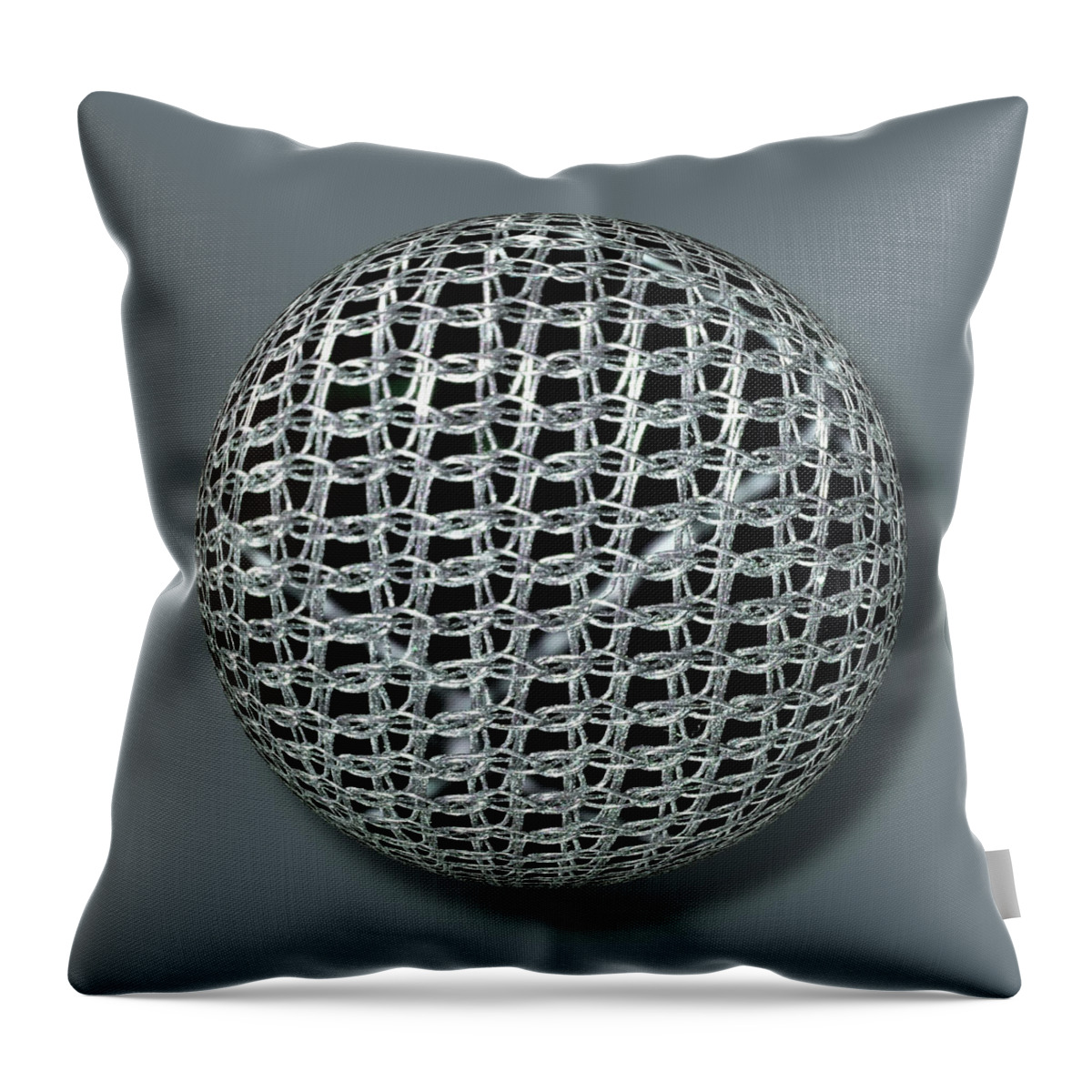 Abstract Throw Pillow featuring the painting Chain Mail Armor Orb by Tony Rubino